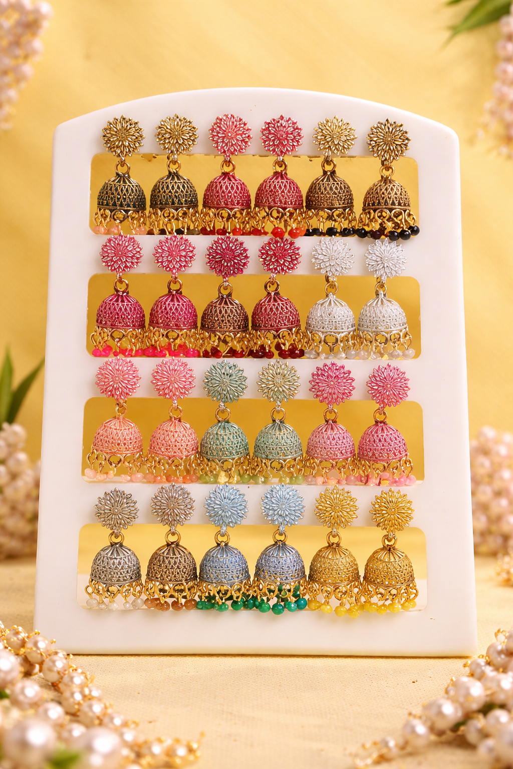 Elegant Multicolor Jhumka Earrings Set