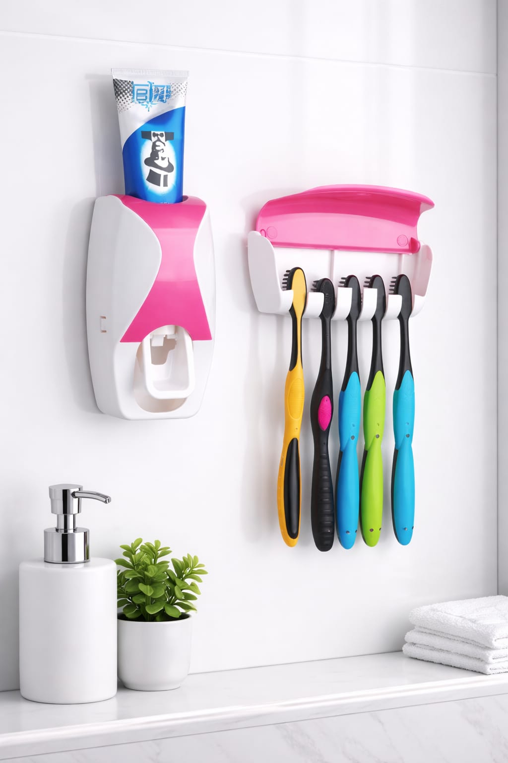Automatic Toothpaste Dispenser with 5 Toothbrush Holder