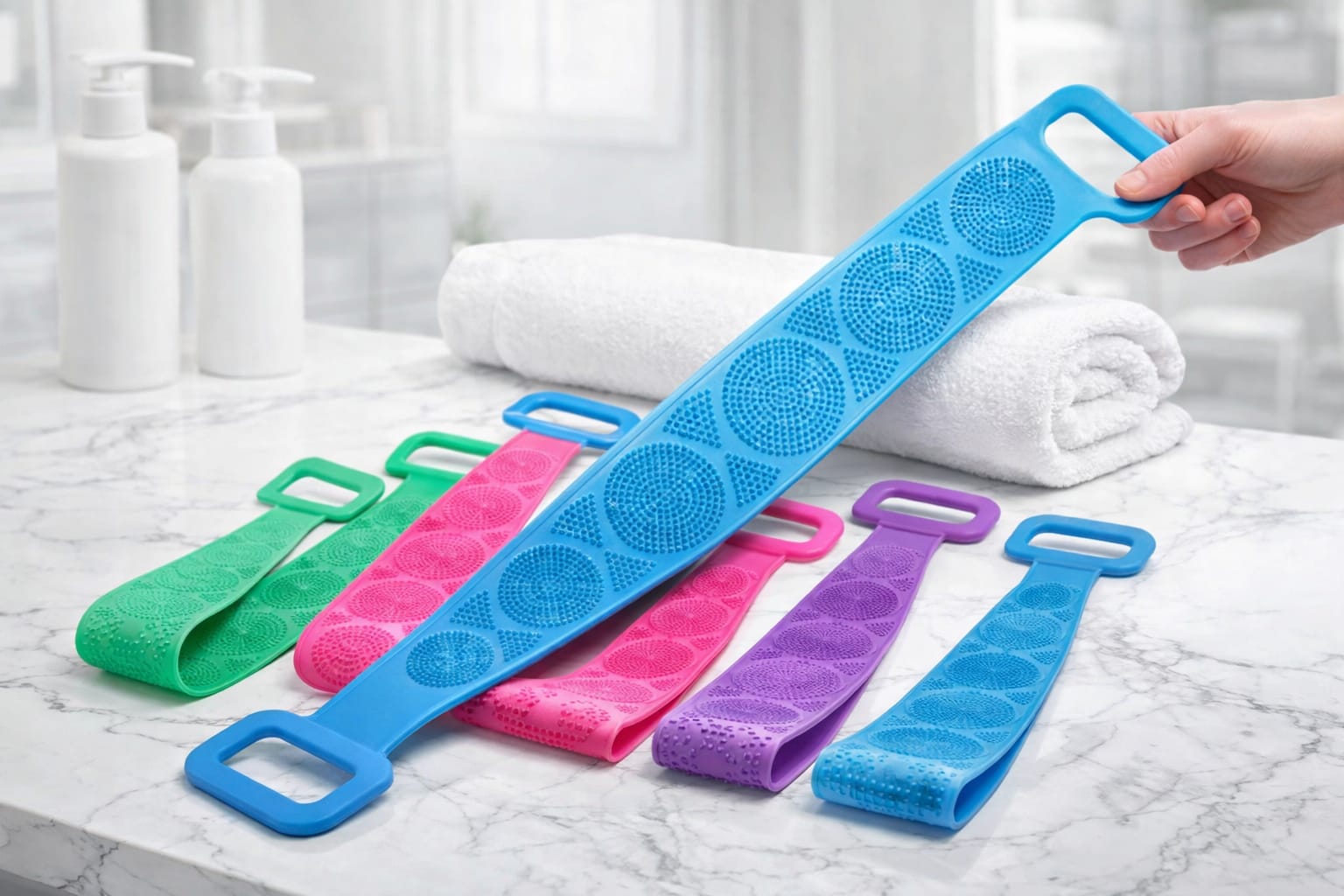 Silicone Body Back Scrubber Double Side Bathing Brush for Skin Deep Cleaning Body Scrubbers