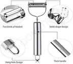Delamu Cord Cover 2 in 1 Stainless Steel Julienne Vegetable Peeler Multi-Functional Fruit & Veggie Shredder Slicer and Grater for Potatoes, Carrots, Cucumbers (Silver, 18 x 8.2 x 2.4 cm)|B0GPJ6CYGW
