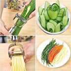 Delamu Cord Cover 2 in 1 Stainless Steel Julienne Vegetable Peeler Multi-Functional Fruit & Veggie Shredder Slicer and Grater for Potatoes, Carrots, Cucumbers (Silver, 18 x 8.2 x 2.4 cm)|B0GPJ6CYGW