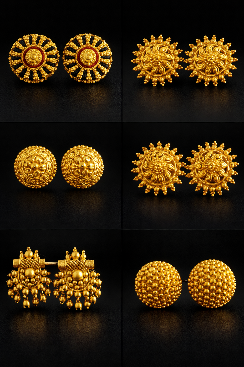 Elegant Gold Stud Earrings Set