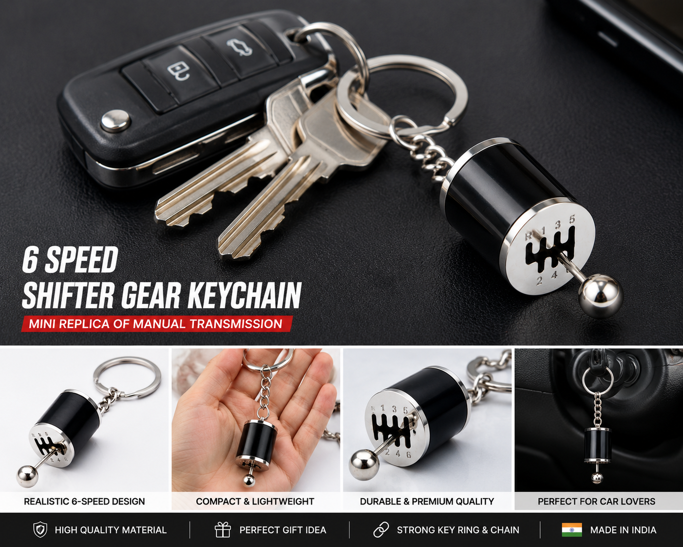 Shifter Gear Keychain – 6 Speed Manual Gear Shift Keyring