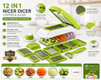 12 in 1 Nicer Dicer Vegetable Chopper & Slicer | Multi-Function Onion Cutter, Potato Chipper, Fruit Cutter, Peeler & Grater for Kitchen